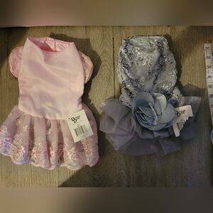 2 formal dresses for small dogs size small by Doggie Dudz velcro back